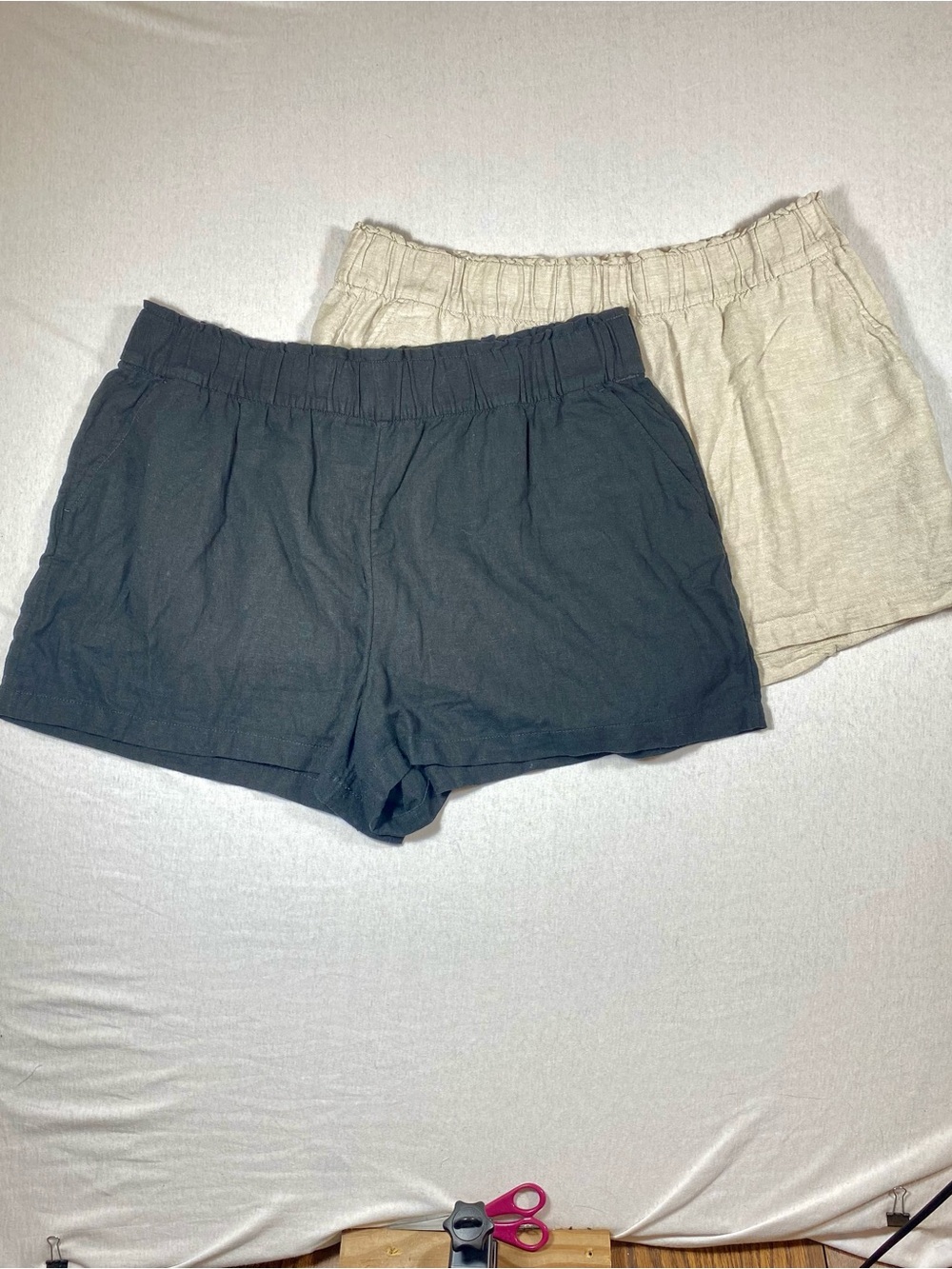 Sonoma Goods For Life Linen Rayon Pull-On Shorts Bundle XXL Beige Black Pockets